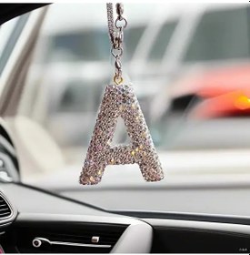 Resim Sunshine022 A Kristal Bling Harfli Ayna Kolyesi - Parlak Ronesan Metal Aksesuar 