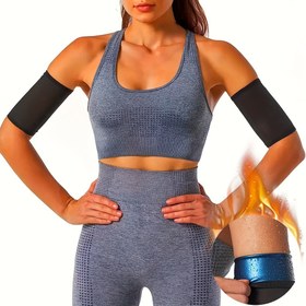 Resim Ter emilimi, kollara şekil verme ve antrenmanlar ve sauna kullanımı için kolluklar sağlayan bir set fitness kol kılıfları. 