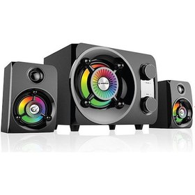 Resim Rampage RMS-G8 2+1 25W Bluetooth+USB-SD-FM Rainbow Siyah Led Işıklı Gaming Speaker 