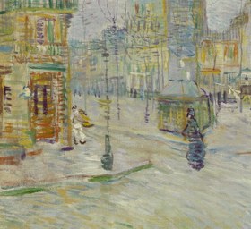 Resim 3D Printed 'Boulevard de Clichy' by Claude Monet: Textured Art Reproduction - "55"x66" in /140x169 cm / Vintage Gold Frame 