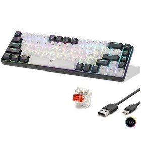 Resim Gaming Mekanik Klavye Tri Mod Rgb Red Switch - Beyaz Siyah Mf1703w 