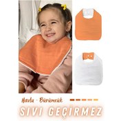 Resim Pamuklu Sıvı Geçirmez Mama Önlüğü Bürümcük-havlu Çift Yönlü K-b Beyaz - Kiremit 