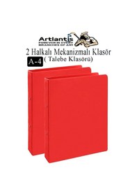 Resim Kırmızı 2 Halkalı Klasör 2 Adet A4 Pvc Öğrenci Ve Ofis Tipi Evrak Sunum Talebe Büro Klasörü İç Cepli Otomatik Mekanizma Kırmızı 