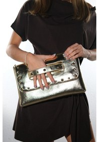 Resim Marry Altın Cilt Troklu Kadın Clutch Çanta 
