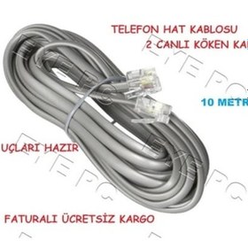 Resim 10 Metre Telefon Kablosu 2 Ucu Jakli Hazir 