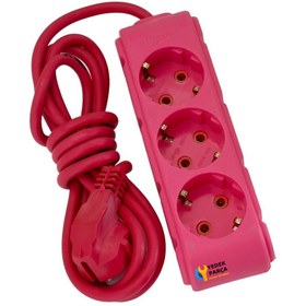 Resim Ozba Ticaret Ufo 2m Fuşya Üçlü Priz Uzatma Kablosu 