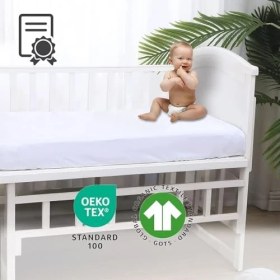 Resim %100 Pamuk Penye, Lastikli Full Kenar Bebek Çarşafı - Oeko-Tex Sertifikalı, Yumuşak ve Nefes Alabilir, Organik Pamuk, Anne Yanı, Çocuk Beşik Çarşafı 