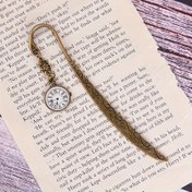 Resim Vintage Bronz Alaşımlı Kitap Ayracı ve Dekoratif Saat Cazibesi - 12.19 cm, Detaylı Tasarım, Kitap Severler ve Kendin Yap Hediyeler İçin Mükemmel 