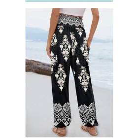 Resim Nova Bazaar Kadın Yüksek Bel Desenli Lastikli Süprem Pantolon Siyah 