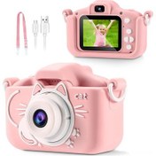Resim Youtek Çocuklar İçin Eğitici Mini Dijital Kamera - Fotoğraf, Video Ve Oyun Fonksiyonlu, 2 İnç Lcd Ekranlı Pembe Kedi Desenli H5 Modeli 