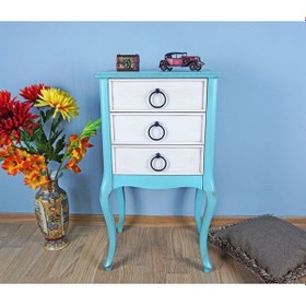Resim Masifart Daisy Komodin Turquaz Eskitme Çekmeceli Telefonluk 