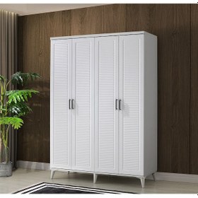 Resim GuneyStore Paris 4 Kapaklı Komple MDF Beyaz Gardırop 