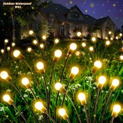 Resim 2 paket 12led/16led/20led güneş enerjili bahçe ışıkları, dış mekan ateş böceği ışıkları güneş enerjili bahçe ışıkları avlu teras geçiş yolu yürüyüş yolu dekorasyonuna uygun sallanan dış mekan ışıkları, (sıcak beyaz) 