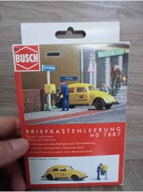 Resim Busch 1/87 Ho Volkswagen Posta Aracı + Posta Kutusu Ve 1 Adet Mini Figür Actıon Set / Minyatür Model...! 