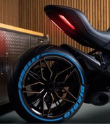 Resim Performance Stickers Lastik Yazısı Diablo Şerit Motorsiklet Lastik Stickeri 15-19 Inç Arası Uyumlu Lastik Stiker Mavi 