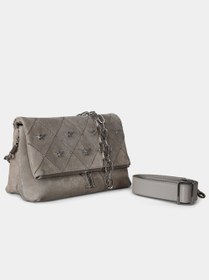 Resim MARIE EFFECT MINK SUEDE BAG - Mink 