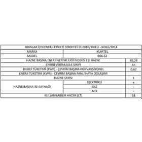Resim Kumtel B66-S2 MT 50 LT Ankastre Fırın Beyaz 