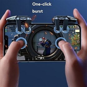 Resim Model Mobil Oyun Kumandası Tetik, Mobil Oyun Aksesuarları 6 Parmak Tetik Duyarlı Atış Hedef Düğmeleri Akıllı Telefon Oyun Kumandası Gamepad PUBG/Survival Kuralları için 