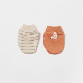 Resim Biorganic Cool Lines Bunny 2'li Bebek Eldiveni 72219 Bej - Hardal 
