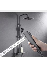 Resim İsaoğlu Yapı Siyah Duş Seti Piano Duş Sistemi Mat Siyah Yağmurlama Sistemli Batarya Dahil Set Dokunmatik Sistem Siyah 