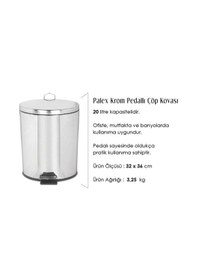 Resim Palex Krom Pedallı Çöp Kovası 20 Litre Gri 