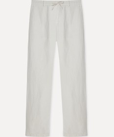 Resim Mudo Erkek Bej Rengi Straight Fit Keten Karışımlı Pantolon 