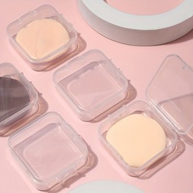 Resim 1 adet, kozmetik puf boş depolama kutusu kare tasarım toz geçirmez küçük seyahat taşınabilir şeffaf kozmetik kutusu kapaklı 