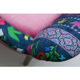 Resim Azra Mobilya Ikili Koltuk -kanepe -balkon Koltuğu -koltuk- Etnik Desen - - Ahşap Ayak - Lila Pembe 