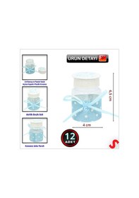 Resim Emzikli Plastik Kavanoz, 6,5cm X 4cm X 12 Adet - Mavi Renkli Çok Renkli 