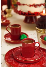 Resim Kütahya Porselen Holyday 4 Parça 2 Kişilik Kahve Takımı Kırmızı 