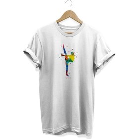 Resim Karete Baskılı Beyaz T-shirt Beyaz 