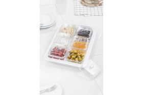 Resim Feyza Design Akrilik Beyaz 6’lı Kapaklı Kahvaltılık ve Saklama Seti 