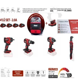 Resim - Arm Şarjlı Matkap Şarjlı Somun Sökme Şarjlı Cırcır 4'lü Set 
