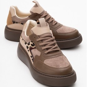 Resim Luvi Shoes Aere Kahverengi Desenli Kadın Spor Ayakkabı Kahverengi 