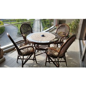 Resim Klasbambumobilya Bambu Şirin Çay Takımı 4'Lü Ceviz 