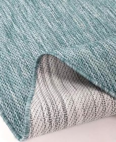 Resim Tema 9036 Turkuaz Sisal Hasır İç Dış Mekan Kilim Dekoratif Bahçe Balkon Salon Halısı 