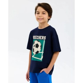 Resim Skechers B Graphic Tee Oversize T-Shirt Büyük Erkek Çocuk Lacivert SK2610079-3601 