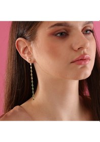 Resim Queen Silver Jewelry 925 Ayar Gümüş Yeşil Renk Geçişli Küpe Altın 