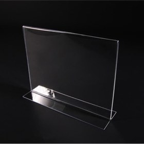 Resim A6 T-Tipi Yatay Şeffaf Pleksi Mika Föylük Menü Broşürlük Etiketli 