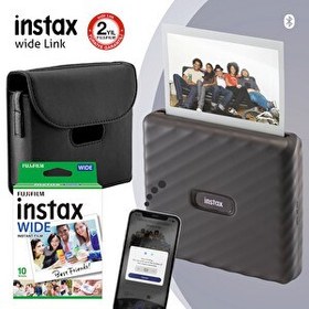 Resim Fujifilm Instax Wide Link Gri Akıllı Yazıcı ve Çantalı Hediye Seti 3 