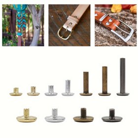 Resim 10 adet Hamoshop M4 Suni Deri El Sanatları Chicago Vidaları - Çeşitli Renklerde Katı Yuvarlak Başlı Çivi Çivileri, Kemerler, Bagaj & Ayakkabı Süslemeleri için İdeal 