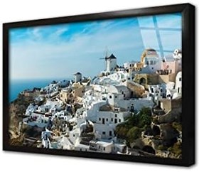 Resim Santorini Adası Çerçeveli Cam Tablo 20x30 cm CA27563 