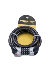 Resim Raptor 12x1200 Mm Şifreli Bisiklet Kilidi Işıklı Siyah Siyah 