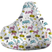 Resim earmut Damla Xl Premium Tasarım Oyun Konsol Beyaz Desenli Armut Koltuk 