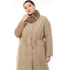 Resim Lady Sharm Alpaka Vizon Kürk Yaka Kaban Vizon 