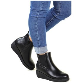 Resim Polaris 607 Dolgu Topuklu Fermuarlı Kadın Bot 967800000282 01 Siyah Siyah 