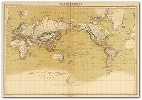Resim Ahşap Tablo Dünya Haritası 1833 Yılı 