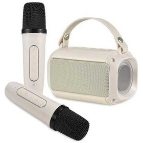 Resim Besthome1 Mikrofonlu Bluetooth Hoparlör Seti, 2 Mikrofon, Renkli Işık, 20m Mesafe, Bej, Bt 5.0, Ev Ktv İçin 