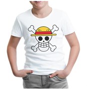 Resim One Piece - Logo Beyaz Çocuk Tshirt 