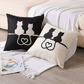 Resim Şık Siyah & Beyaz Kedi Tasarımı Yastık Kılıfı - Ultra-Yumuşak, Çift Taraflı Baskı, Fermuarlı Kapatma - Koltuk, Yatak, Araba Dekoru İçin Mükemmel - Makinede Yıkanabilir, Polyester - 44.96 x 44.96 cm, Yastık Çekirdeği Yok, Ev Dekorasyonu Oda Dekorasyonu 